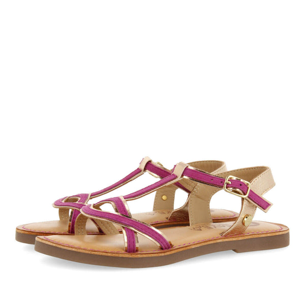 Cleurie girls fuchsia sandals with metalliciping