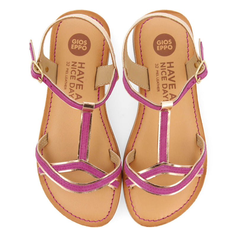 Cleurie girls fuchsia sandals with metalliciping