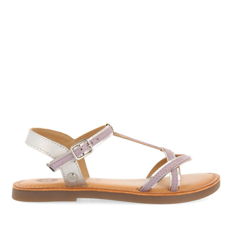 CLEURIE GIRLS LILAC SANDALS WITH METALLICIPING