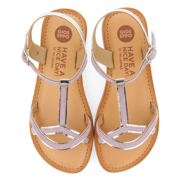Cleurie girls lilac sandals with metalliciping