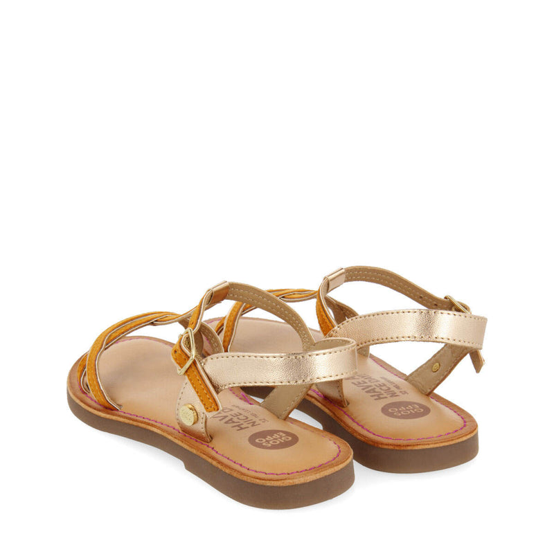 Cleurie girls orange sandals with metalliciping