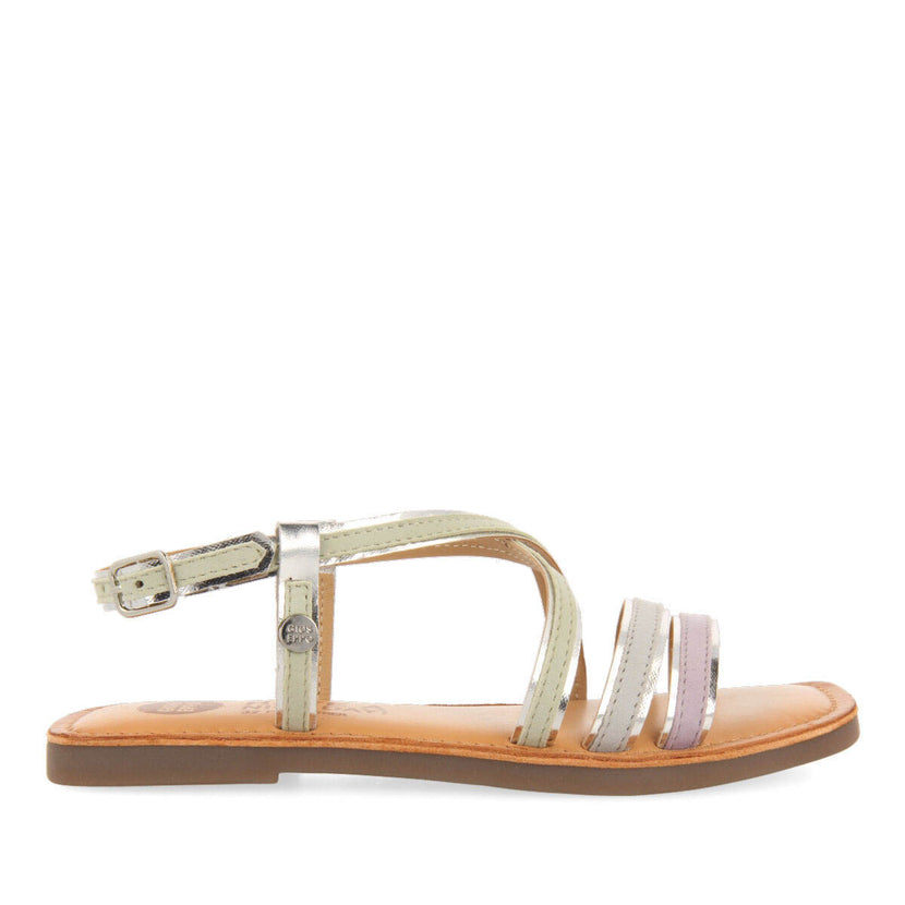 Aranc girls aquamarine sandals with metalliciping