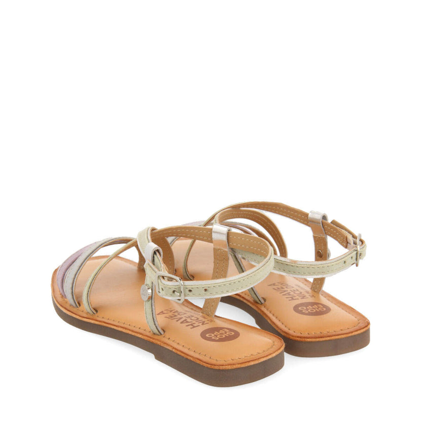 Aranc girls aquamarine sandals with metalliciping