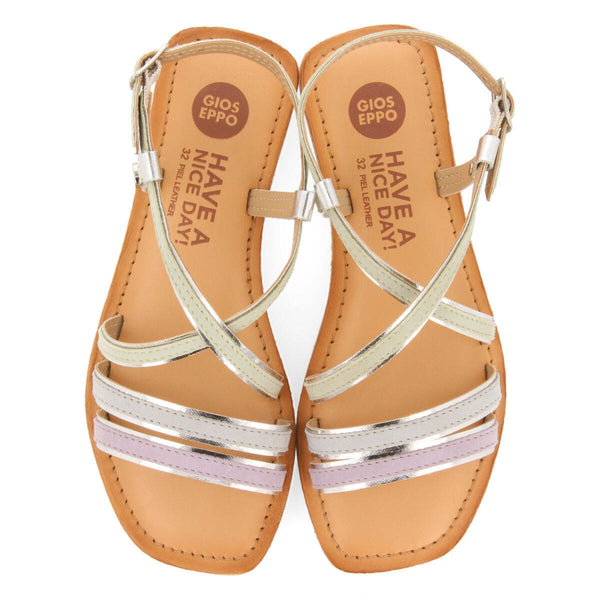 Aranc girls aquamarine sandals with metalliciping