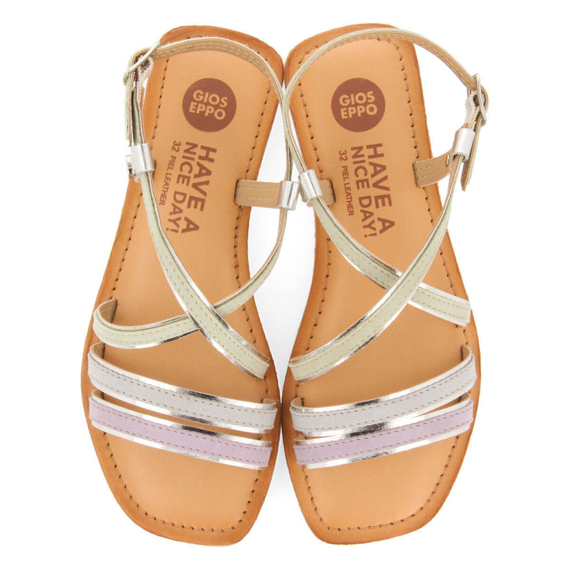 Aranc girls aquamarine sandals with metalliciping