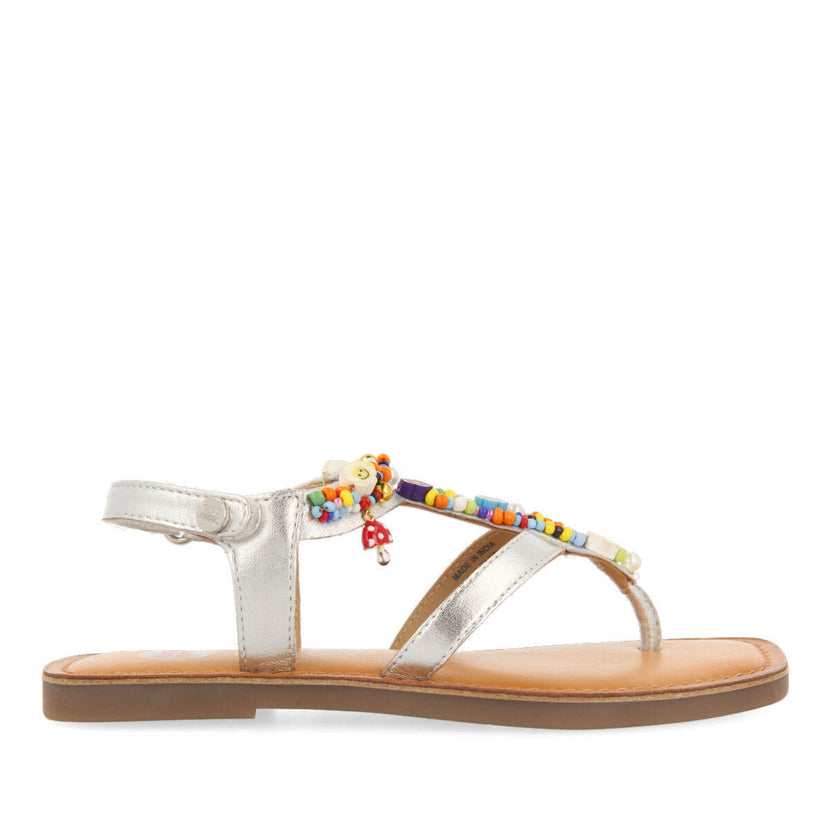 Sandali in pelle in color argento da bambina ibiraci