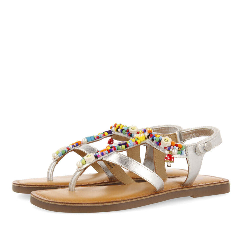 Sandali in pelle in color argento da bambina ibiraci