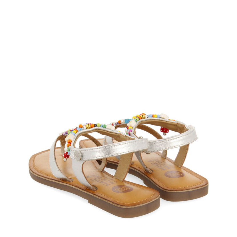 Sandali in pelle in color argento da bambina ibiraci