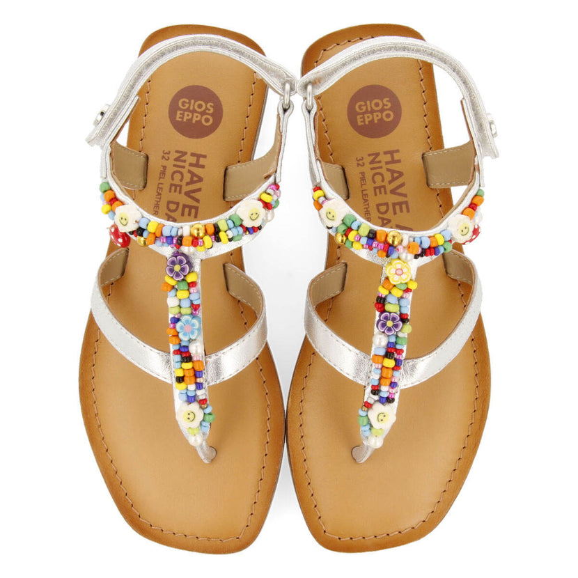 Sandali in pelle in color argento da bambina ibiraci