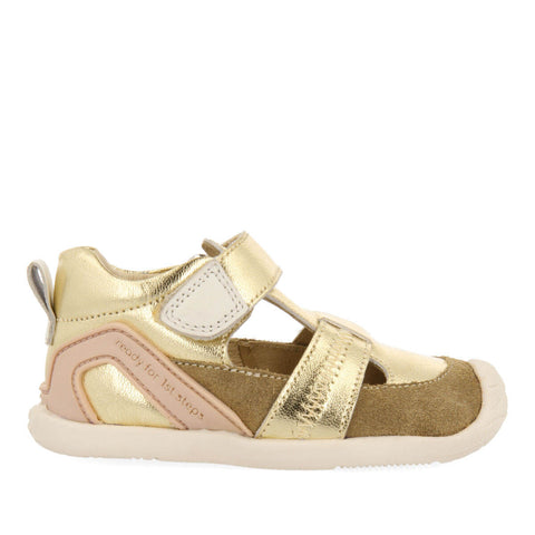 BAHON GIRLS GOLD LEATHER SANDALS