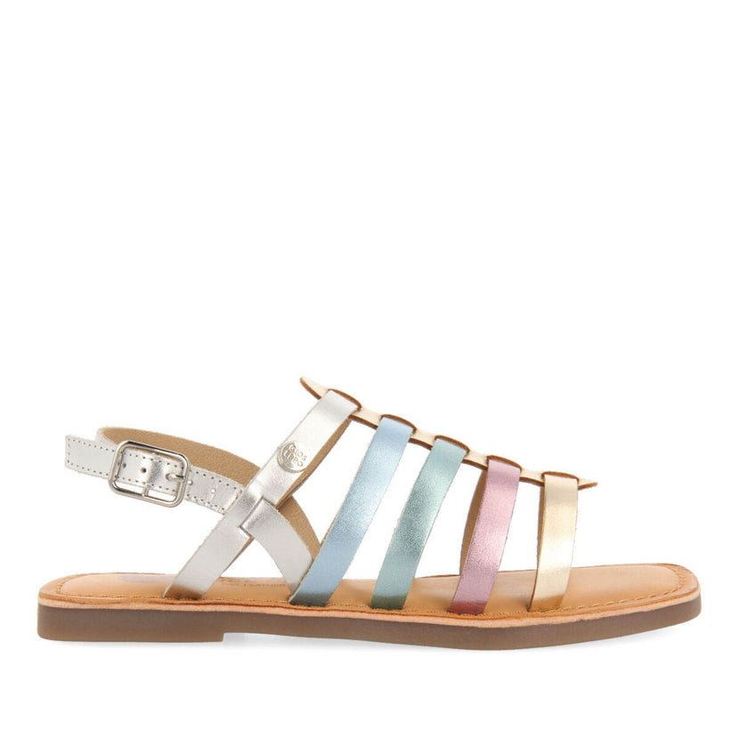 Sandales de type randonnée en peau multicolore pour filles saire