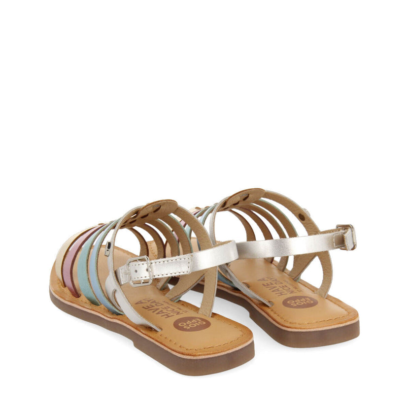 Sandales de type randonnée en peau multicolore pour filles saire