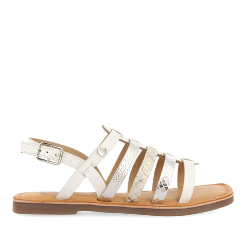 NEAC GIRLS WHITE LEATHER MULTI STRAP SANDALS