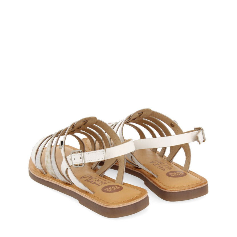 Neac girls white leather multi strap sandals