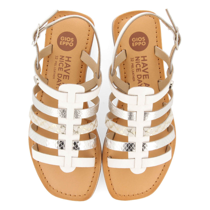 Neac girls white leather multi strap sandals