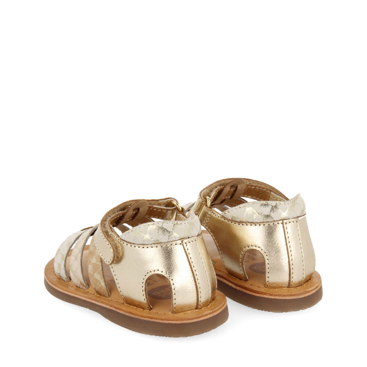 Viesca girls gold leather multi strap sandals