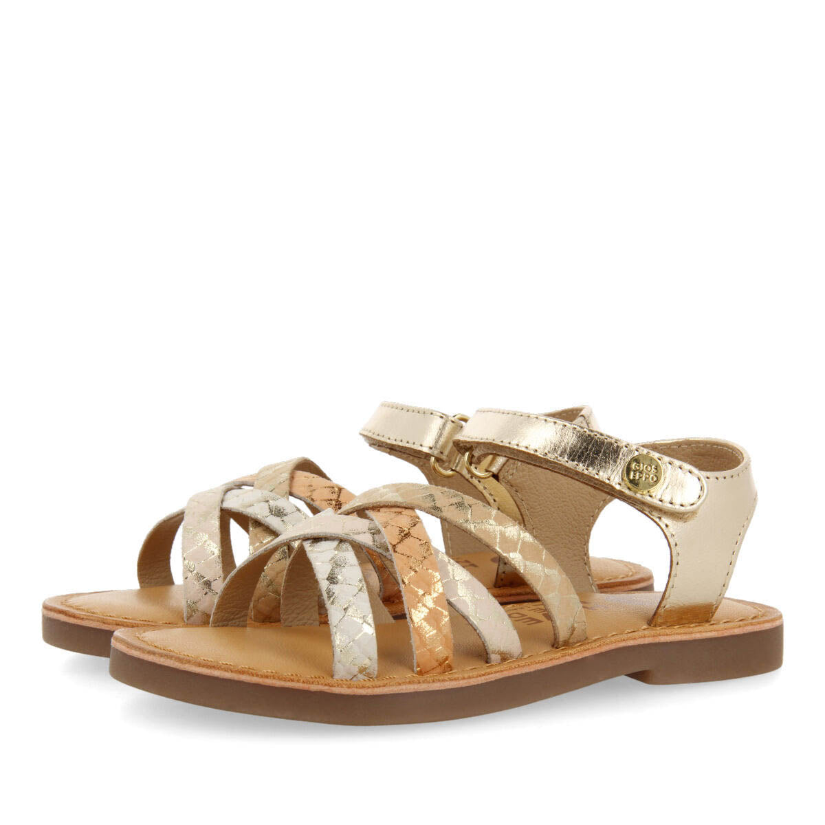 Terjat girls leather sandals with gold straps