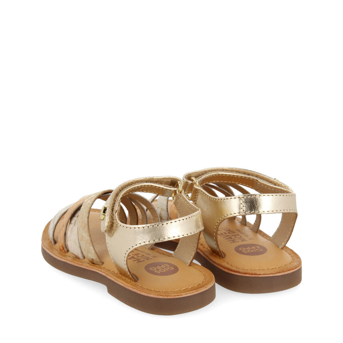 Terjat girls leather sandals with gold straps