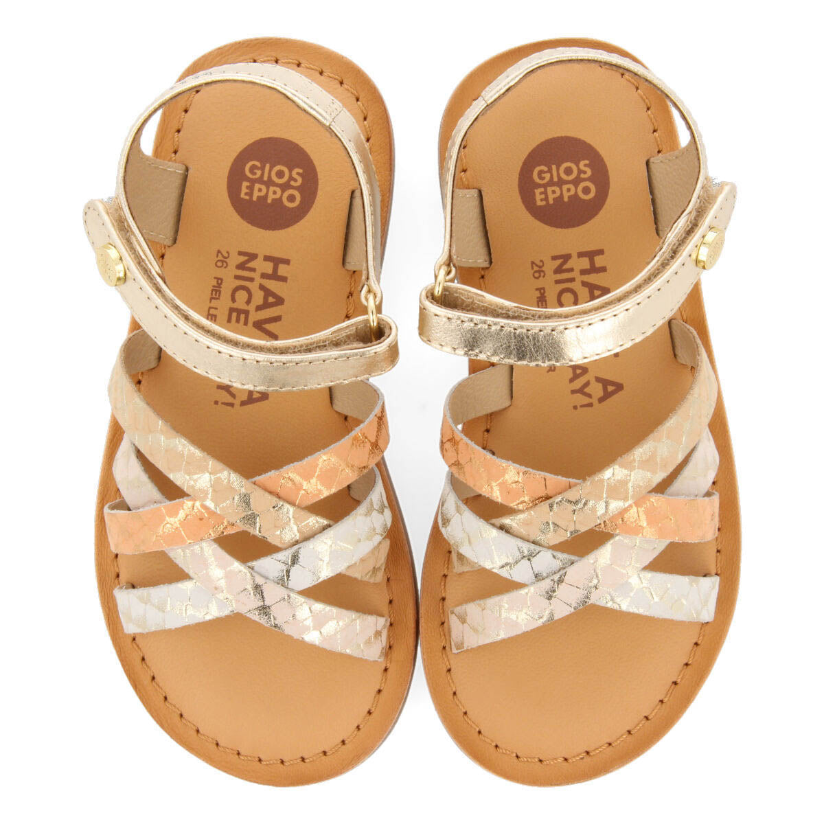 Terjat girls leather sandals with gold straps