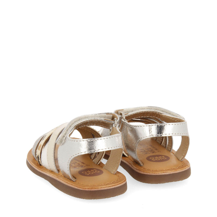 Sandalias de piel animal print en color plata para niña houdan