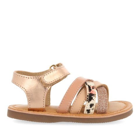 SANDALIAS DE PIEL ANIMAL PRINT EN COLOR ROSA PARA NIÑA HOUDAN