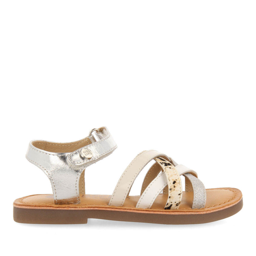 Gracen girls silver animalrint leather sandals