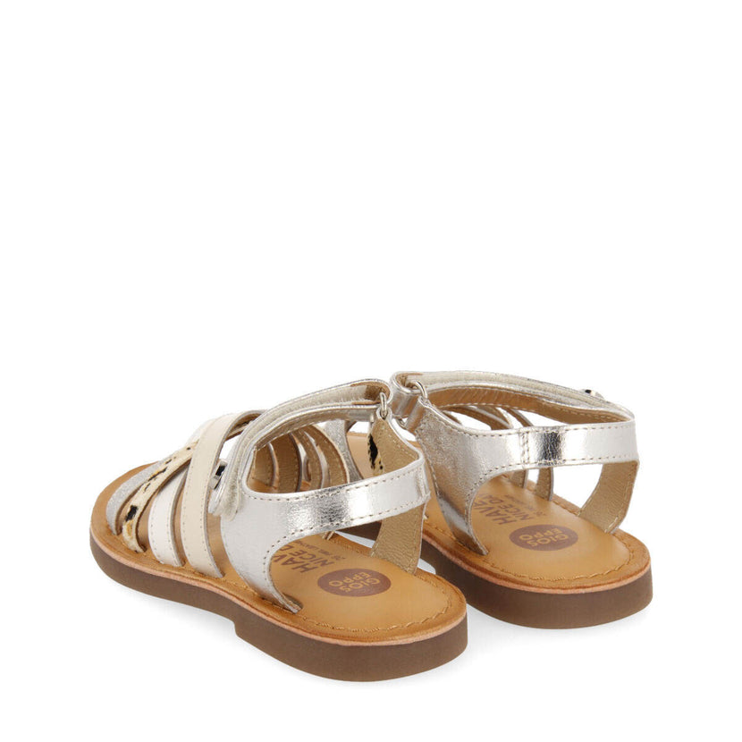 Gracen girls silver animalrint leather sandals