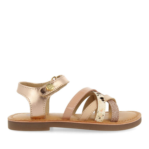 GRACEN GIRLSINK ANIMALRINT LEATHER SANDALS