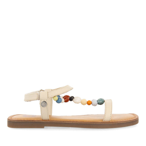 SANDALI IN PELLE CON DECORAZIONI IN COLOR OFF-WHITE DA BAMBINA CROZE