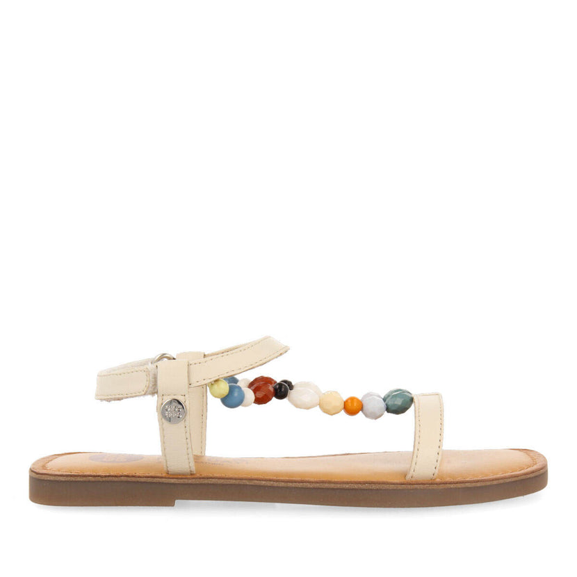 Sandali in pelle con decorazioni in color off-white da bambina croze