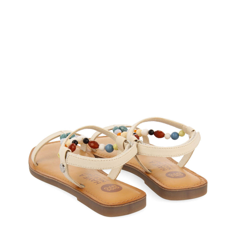 Sandali in pelle con decorazioni in color off-white da bambina croze