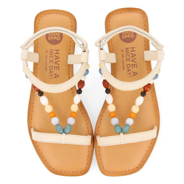Croze girls decorated off white leather sandals