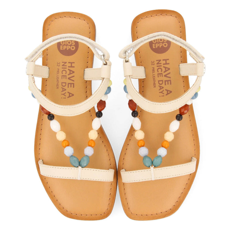 Croze girls decorated off white leather sandals