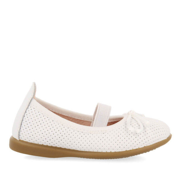Calamba girls white leather ballet flats