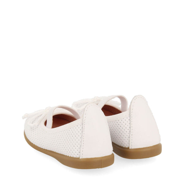 Calamba girls white leather ballet flats