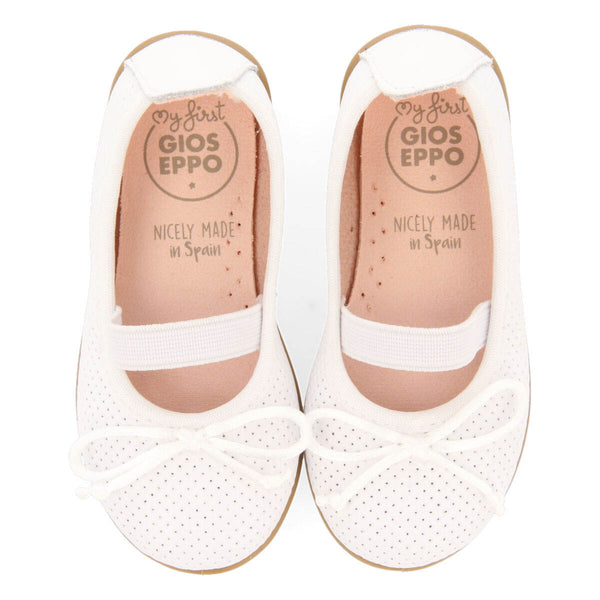 Calamba girls white leather ballet flats