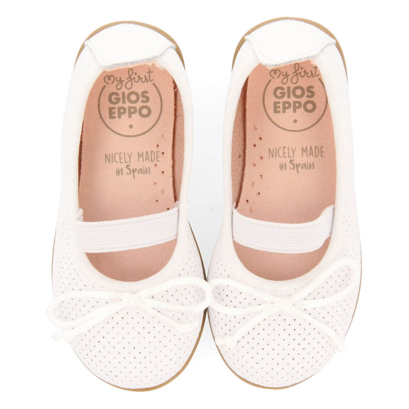 Calamba girls white leather ballet flats