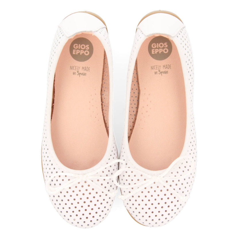 Aroffe girls white leather ballet flats