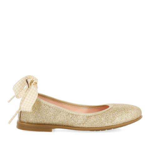 VERMEIX GIRLS GLITTERY GOLD BALLET FLATS