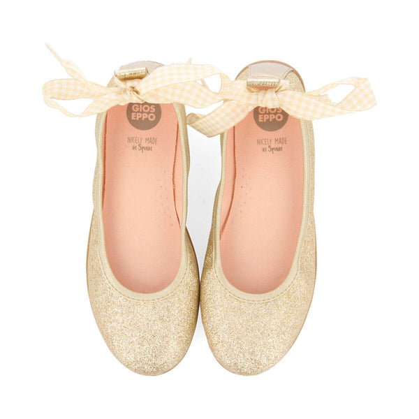 Vermeix girls glittery gold ballet flats