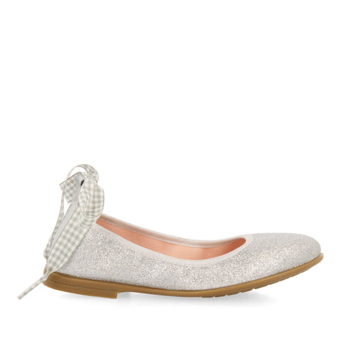 VERMEIX GIRLS GLITTERY SILVER BALLET FLATS
