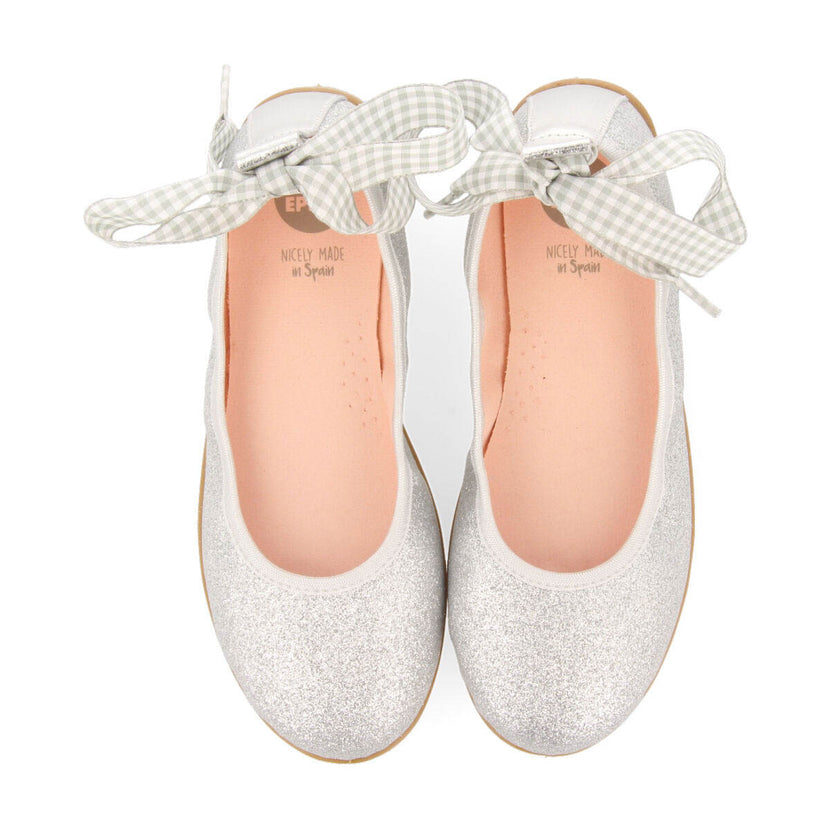 Vermeix girls glittery silver ballet flats
