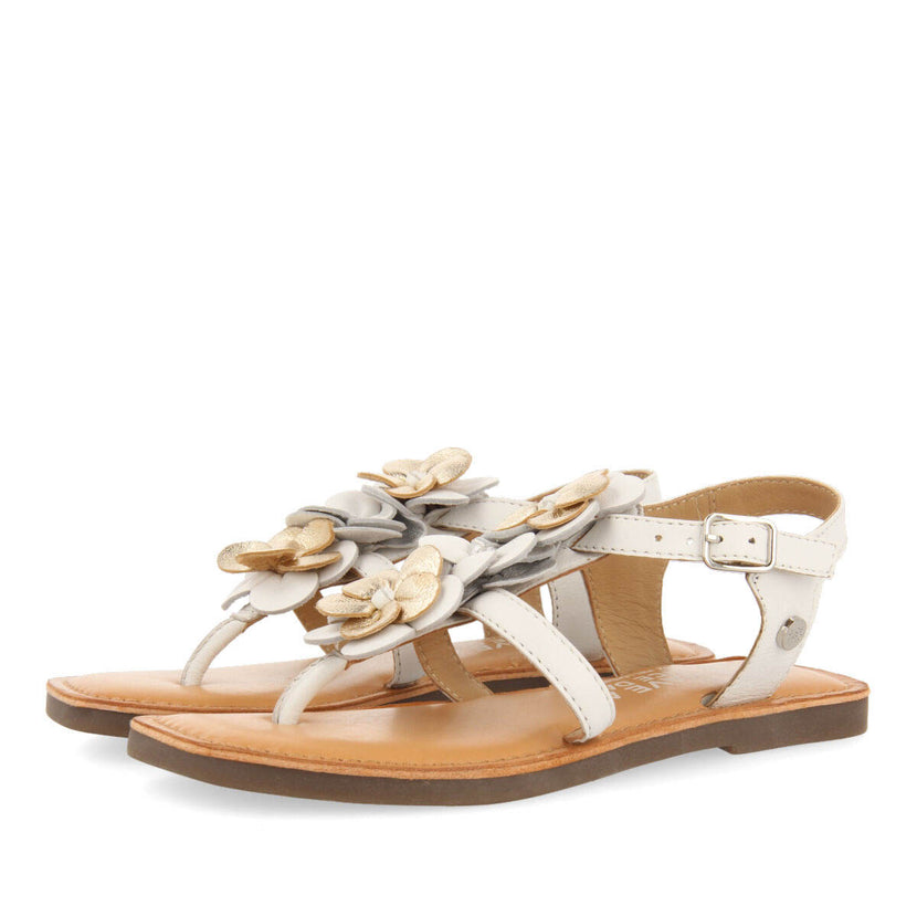 Sirnak girls white floral leather sandals