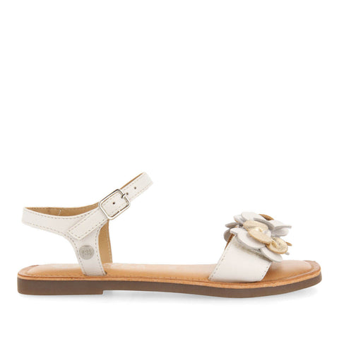 RUBIM GIRLS WHITE FLORAL LEATHER SANDALS