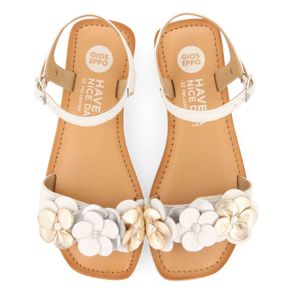 Rubim girls white floral leather sandals