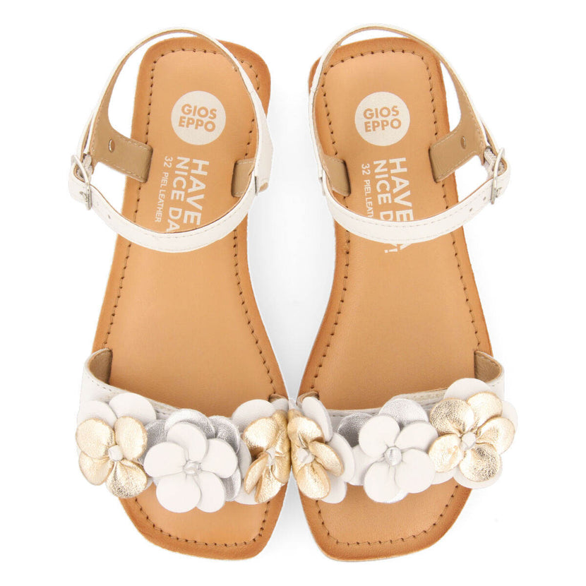 Rubim girls white floral leather sandals