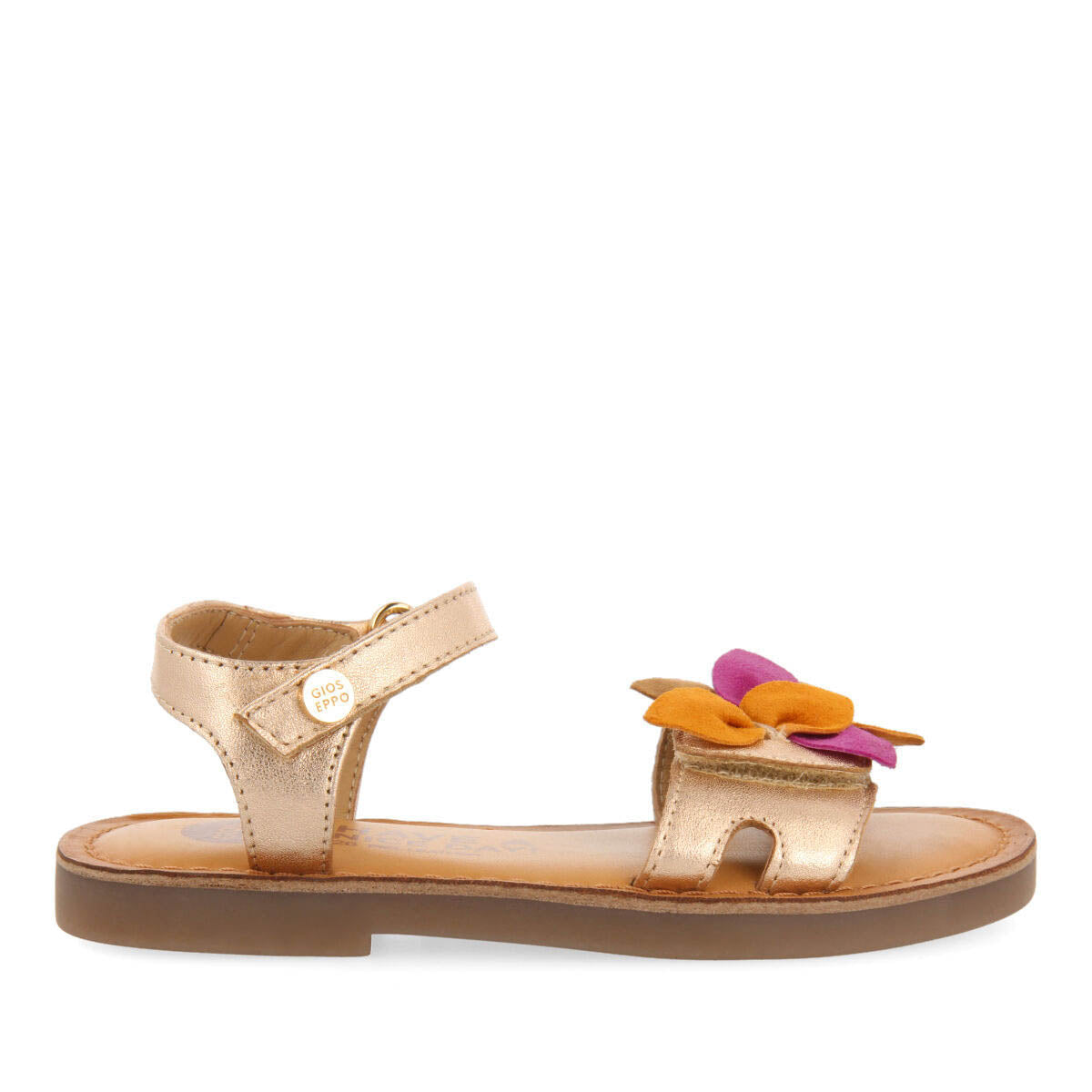 Blyes girls decorative rose gold leather sandals