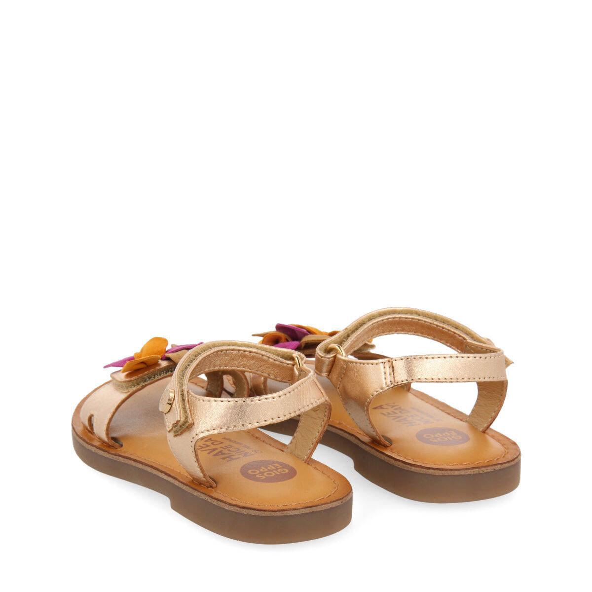 Blyes girls decorative rose gold leather sandals
