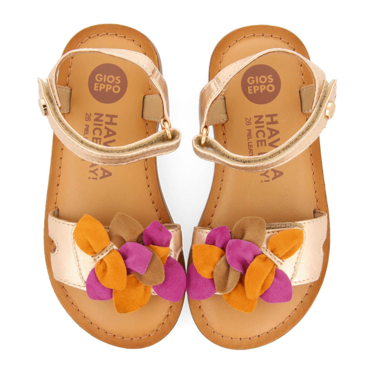 Blyes girls decorative rose gold leather sandals