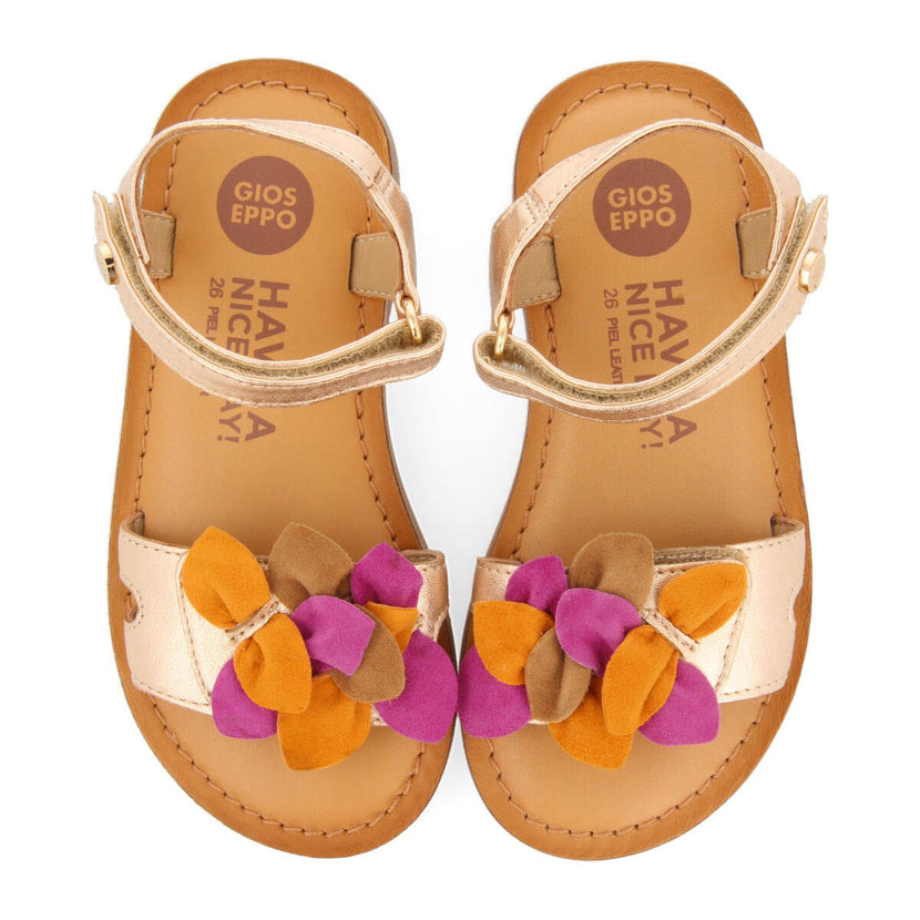 Sandali in pelle con dettagli in color oro rosa da bambina blyes